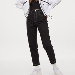 h&m black jeans with white stitching